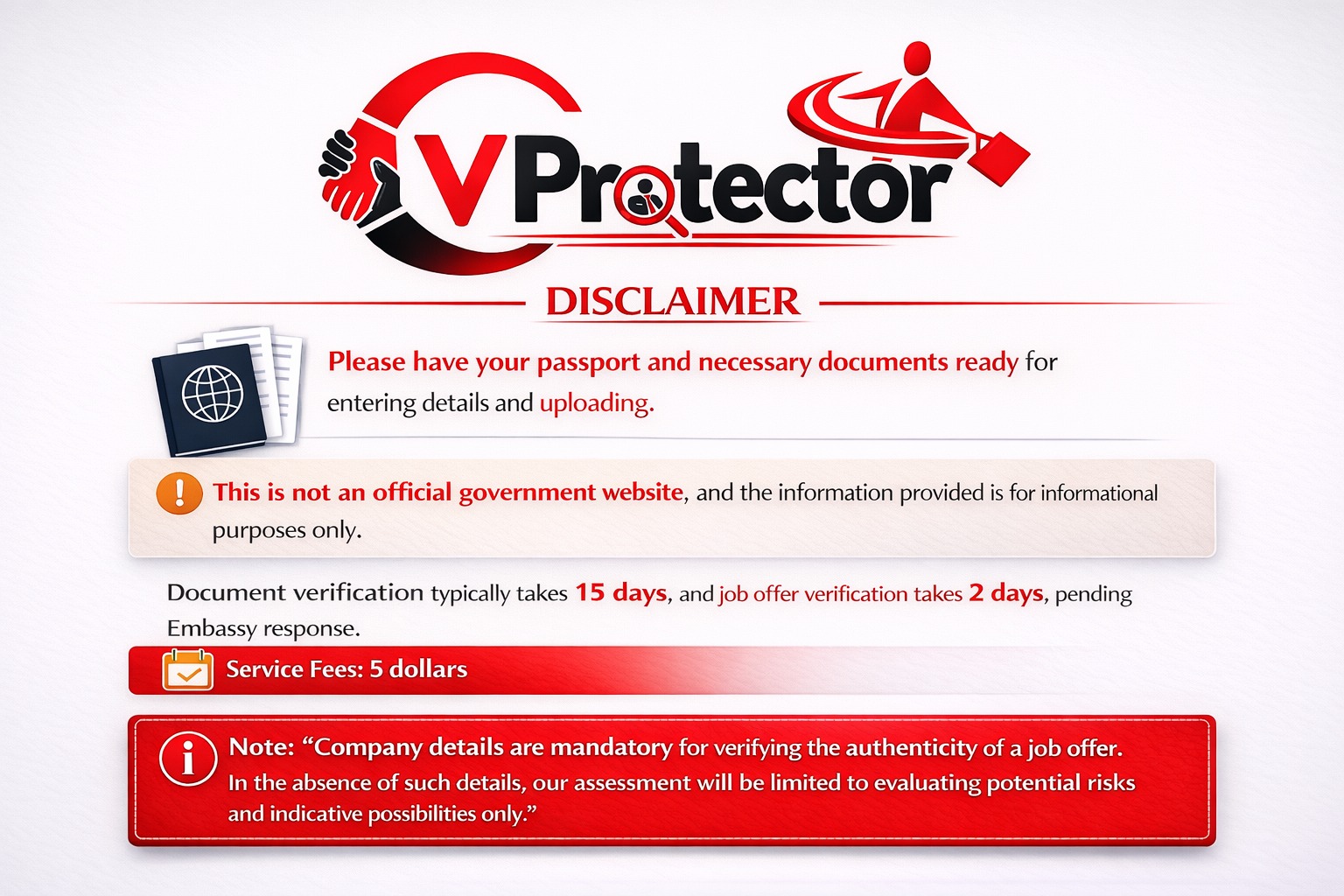 Terms and Conditions Disclaimer